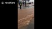 Burst water main floods road in Selly Oak, Birmingham