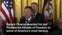 Barack Obama 'chokes up' giving Ellen DeGeneres 'Medal of Freedom' - BBC News