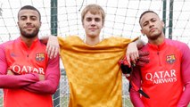 Justin Bieber plays Football with Neymar at Barcelona's training camp