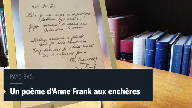Un poème d'Anne Frank vendu à 140 000 euros aux enchères