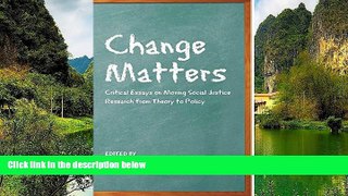 Big Sales  Change Matters: Critical Essays on Moving Social Justice Research from Theory to Policy
