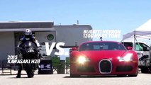 Kawasaki Ninja H2r vs Bugatti Veyron Drag Race 2016 and Lamborghini Aventador vs F16 Fighting Falcon