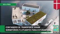 Containers de transporte viram dormitórios flutuantes para estudantes em Copenhague.