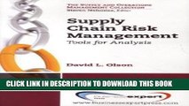 [FREE] Ebook Supply Chain Risk Management: Tools for Analysis (The Supply and Operations