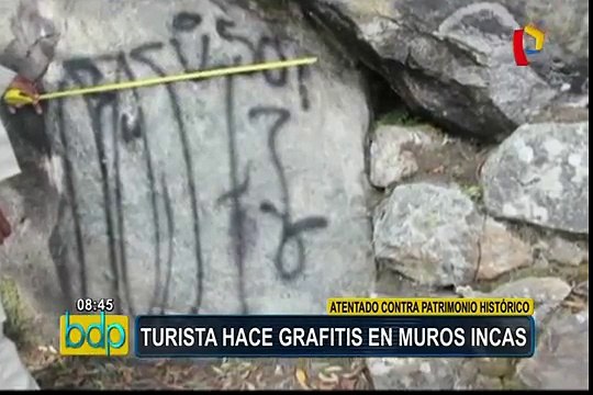 Cusco: turista hace grafitis en muros incas
