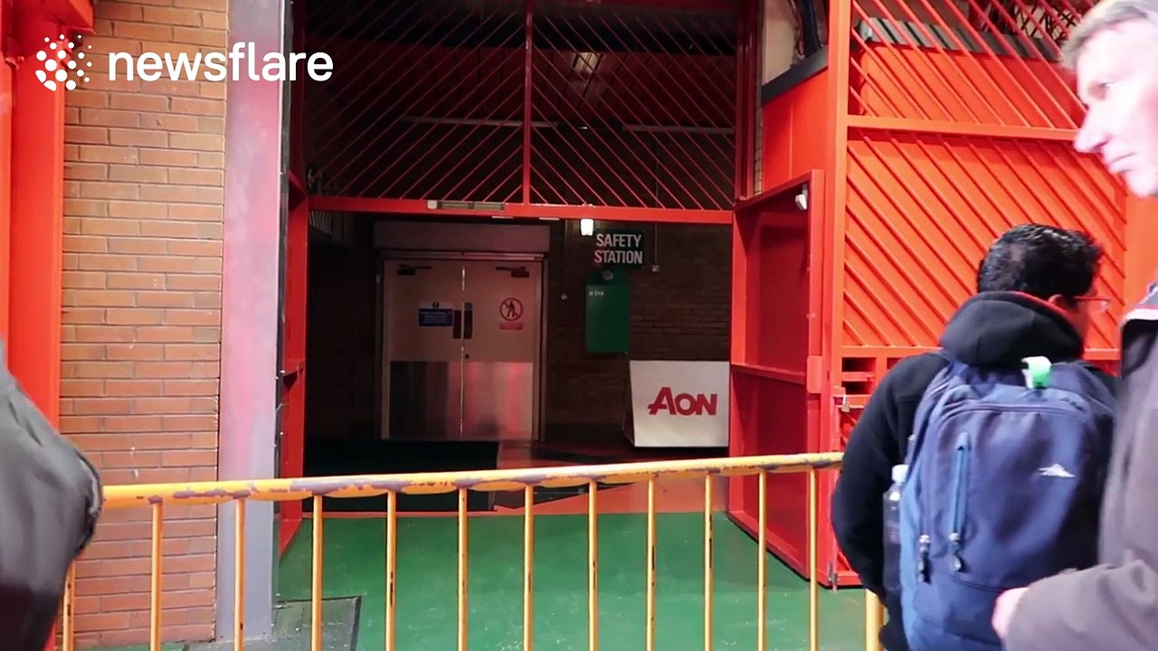 Football fans spend the night at Man Utd stadium to watch Premier League game