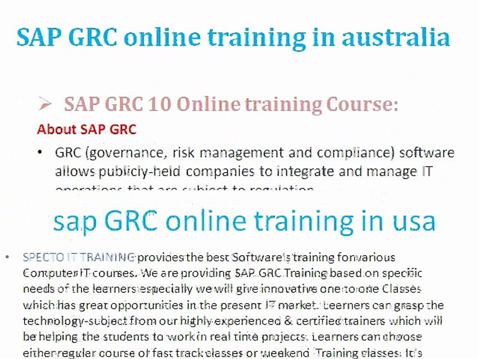 sap grc v 10.0 online training in hyderabad | sap training in hyderabad