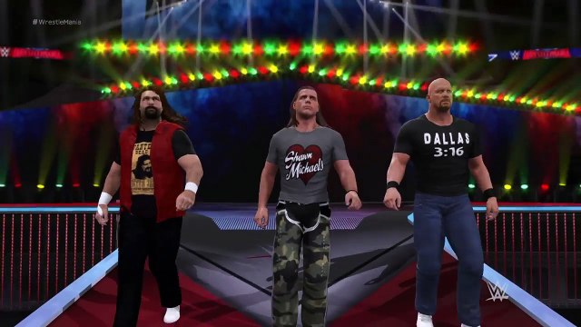 WWE 2K17 Recreation: Stone Cold ,Shawn Michaels and Mick Foley returns at Wrestlemania 32