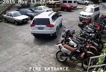 Car destroys everything that is parked