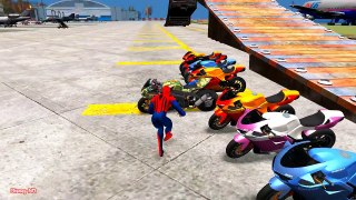 Colors Motorbike wirh Spiderman Cartoon Fun Videos and Colors for Kids with More Nursery Rhymes