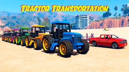 Tractor Transportation with Spiderman & Mickey Mouse! Cars Cartoon For Kids w Nursery Rhymes Songs