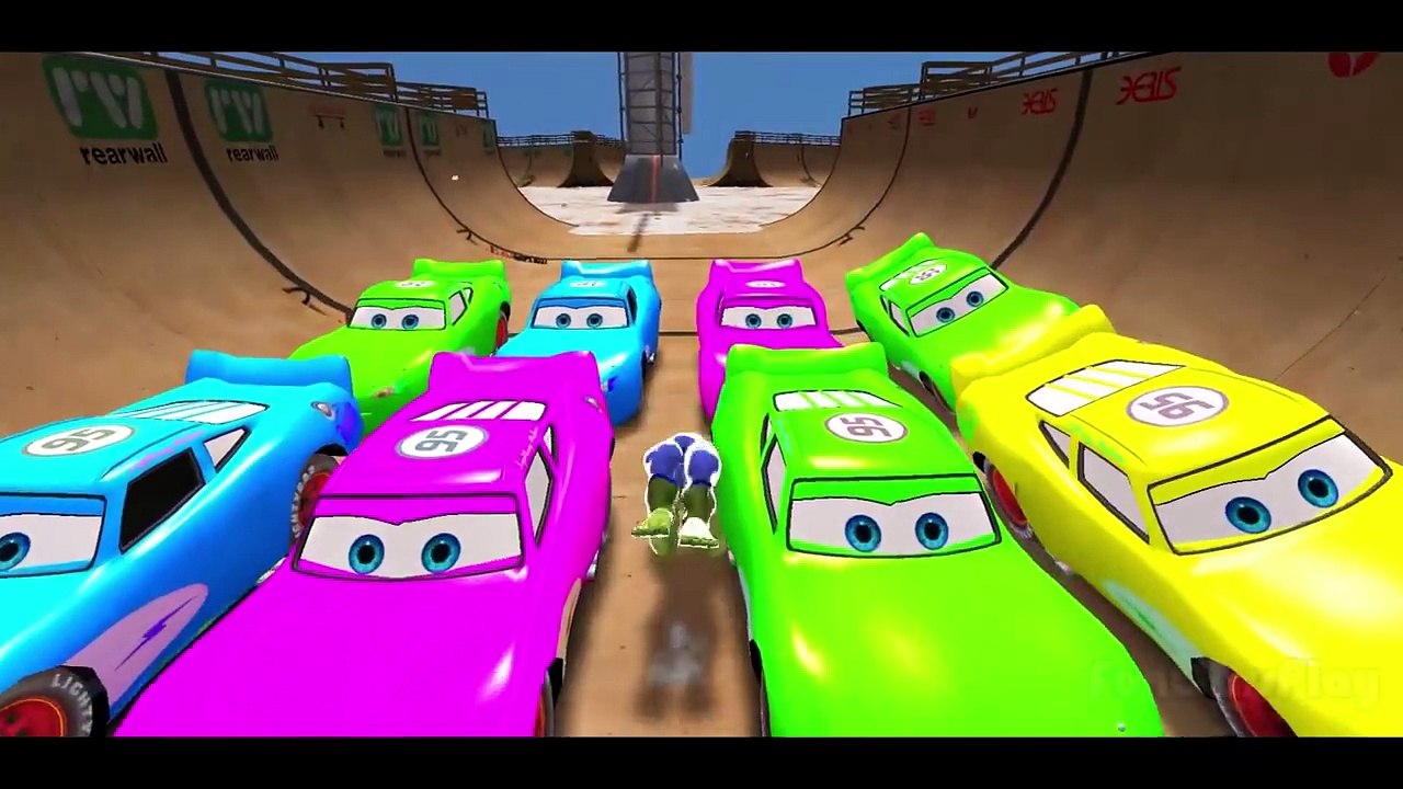 HULK SUPERHERO COLORS EPIC CARS MCQUEEN PARTY - Nursery Rhymes Children Songs