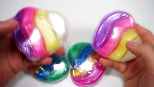 How To Make Pearl Colors Jelly Slime Clay DIY Rainbow Heart Slime Syringer Toy Learn Colors