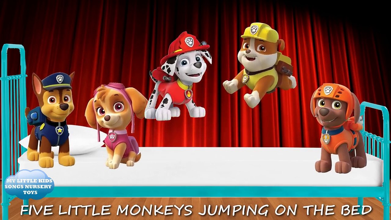 5 Paw Patrol Puppies Jumping on the bed - Five little monkeys paw patrol puppies jumping on the bed