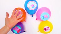 5 Balloons Faces Peppa Pig - TOP Learn Colours Water Balloon Finger Nursery Rhymes Compilation