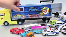 Car Carrier Police Pororo Tayo The Little Bus Garage Learn Numbers Colors Toy Surprise #1