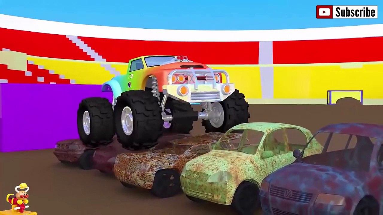 子供向けアニメ♫ モンスタートラック、トラックとトラクター|おもちゃアニメ 車 ♫ スーパーヒーローアンパンマン