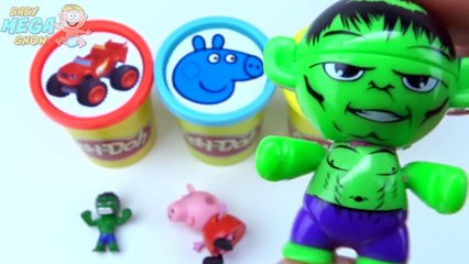 Download Video: Play Doh Clay Сups Stacking Toys Peppa Pig Hulk Superheroes Monster Machines Learn Colors for Kids