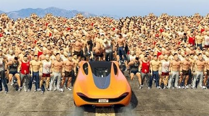 KWEBBELKOP-1000 PEOPLE vs. WORLD'S FASTEST CAR! (GTA 5 Mods)