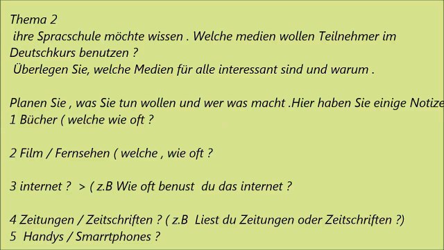B1 Mündliche Prufung Deutsch Lernen: Gemeinsam Etwas Planen Fünf Thema