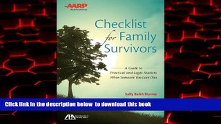 Best books  ABA/AARP Checklist for Family Survivors: A Guide to Practical and Legal Matters When