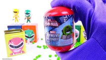 DIY Cubeez Power Rangers Play Doh Dippin Dots Skittles M&Ms Toy Surprise Eggs Learn Colors Review!