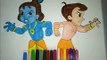 Chhota Bheem cartoon and  Little krishna coloring page for kids