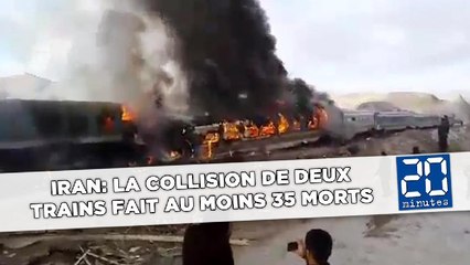 Скачать видео: Iran: La collision de deux trains fait au moins 35 morts