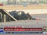 Reported wrong-way driver crashes head-on into Greyhound bus in Goodyear on I-10