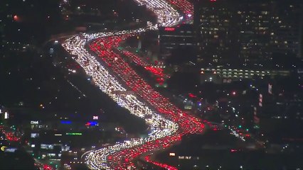 Pessoas a tentar sair de Los Angeles... nunca mais me queixo do trânsito em Portugal!
