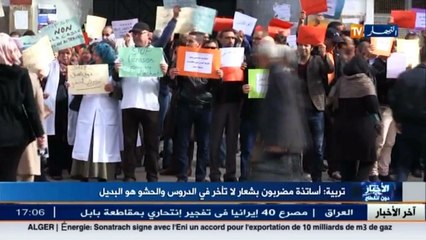 تربية  أساتذة مضربون بشعار لا تأخر في الدروس والحشو هو البديل