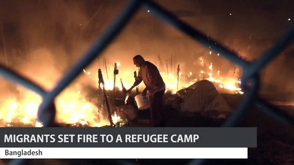 Migrants burn refugee camp in Greece