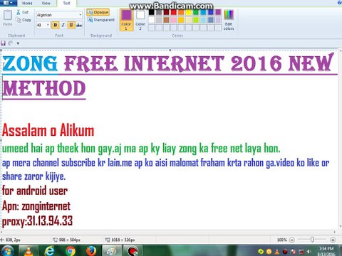 Zong free .3G+4G internet New Trick 2016-17