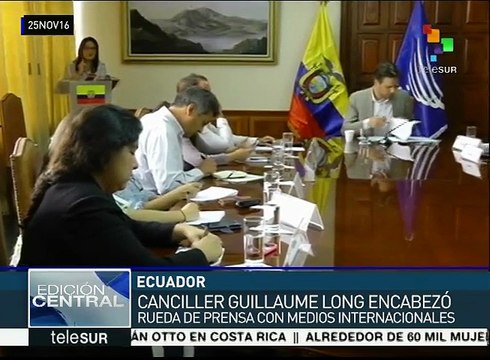 Ecuador: canciller encabeza rueda de prensa con medios internacionales
