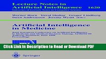 Download Artificial Intelligence in Medicine: Joint European Conference on Artificial Intelligence