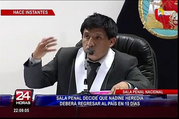 Sala Penal decide que Nadine Heredia deberá regresar al país en 10 días