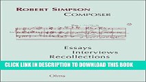 Best Seller Robert Simpson: Composer: Essays, Interviews, Recollections (Studien Und Materialien