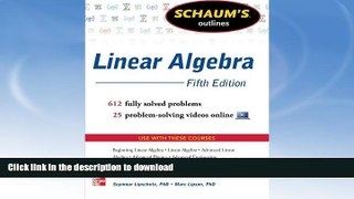 READ BOOK  Schaum s Outline of Linear Algebra, 5th Edition: 612 Solved Problems + 25 Videos
