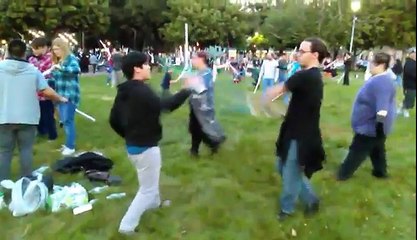 Lightsaber battle at San Jose downtown st James park
