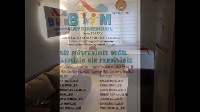 BM GAYRİMENKUL ÜMRANİYE ÇAKMAK TA SATILIK DAİRE