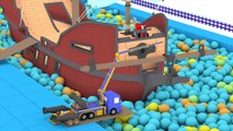 The Pirate Ship - Learn with Tiny Trucks at the Funfair with : bulldozer, crane, excavator
