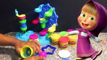 Learn Colors Counting w/ Play Doh Cake Surprise Toy Masha and the Bear Teach Toddlers