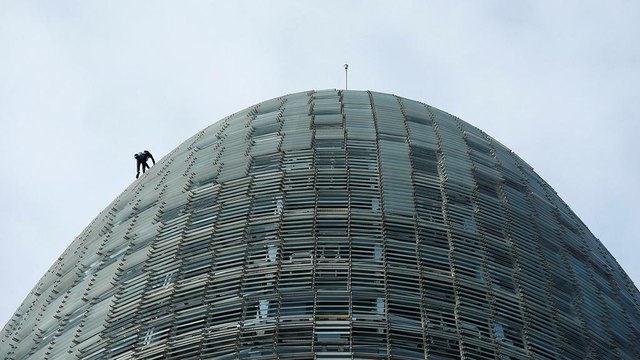 French Spiderman scales Barcelona skyscraper
