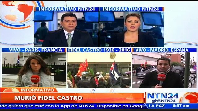 Castristas y disidentes se enfrentan ante la embajada de Cuba en España tras muerte de Fidel Castro