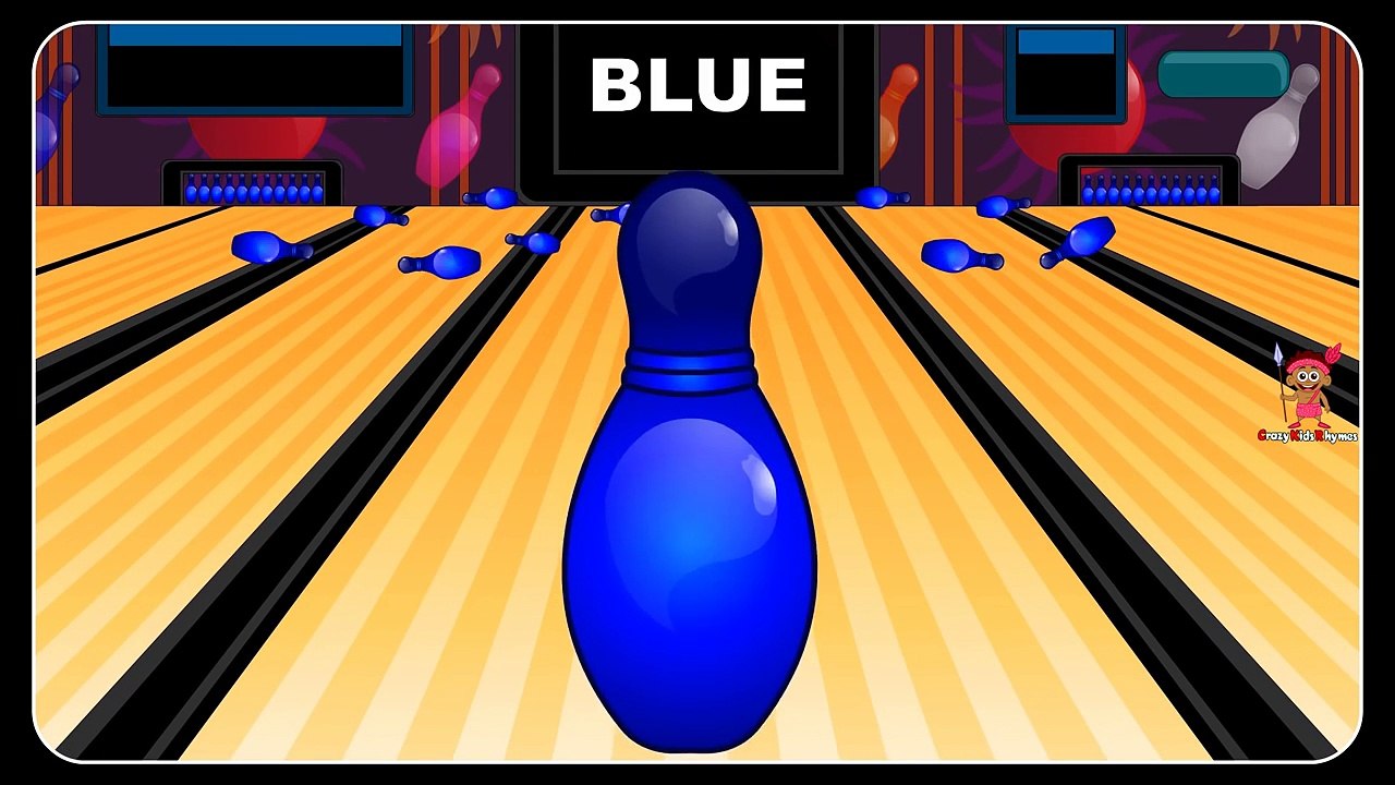 Learn Colors With Funny Bowling Balls - Red Green Blue Pink - Color Video For Kids Children