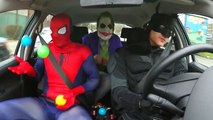 Superheroes Dancing in a Car Batman vs Spiderman vs Joker Funny Superhero Movie In Real Life