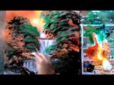 Spray paint forest fire, spray wave, landscapes, waterfalls and more - Spray paint art fun