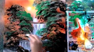 Spray paint forest fire, spray wave, landscapes, waterfalls and more - Spray paint art fun