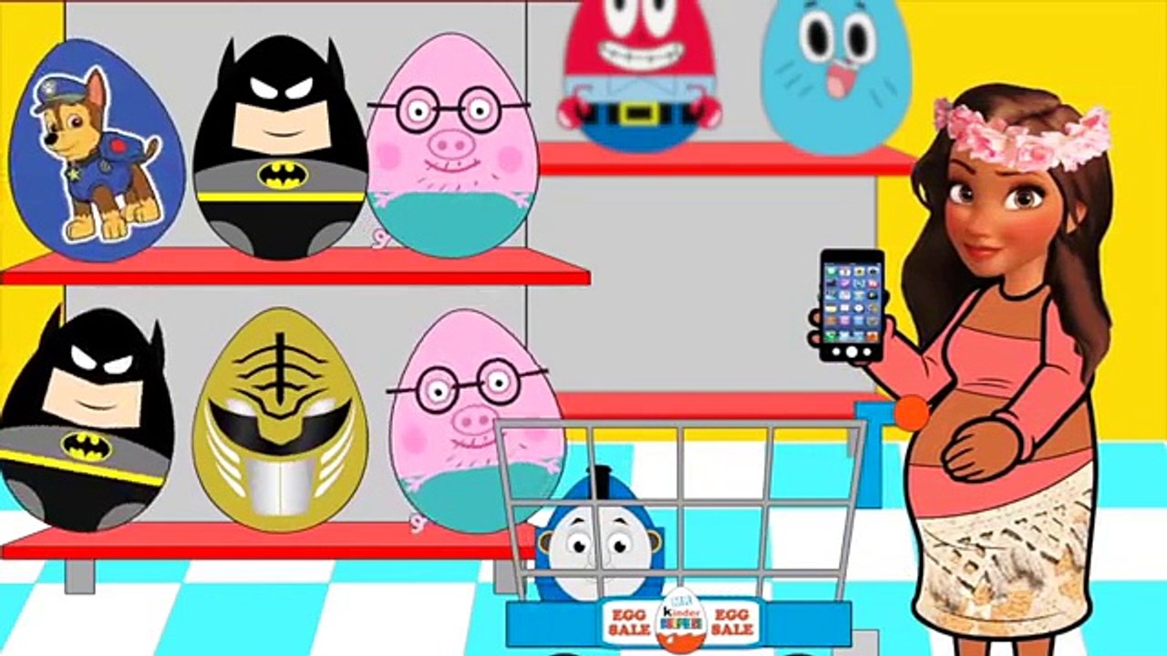 Kids Surprise Eggs 2016 Mohana Shopping Market Power Rangers Superman Batman Funny Best Video