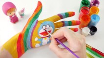 Body Paint Learning Colors for Children with Doraemon Hello Kitty Toys. Paint Colors for Kids ドラえもん